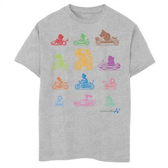Boys 6-20 Mario Kart Colorful Character Profile Silhouettes Graphic Tee