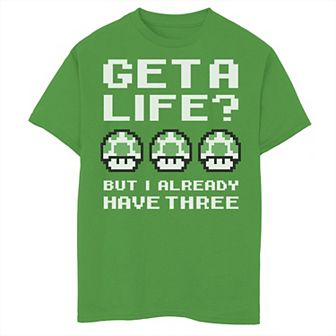 Boys 8-20 Nintendo Super Mario 1UP Get A Life But I Already Have Three Graphic Tee