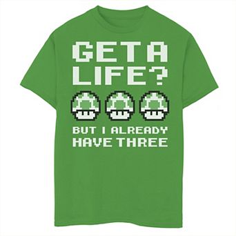 Boys 6-20 Nintendo Super Mario 1UP Get A Life But I Already Have Three Graphic Tee