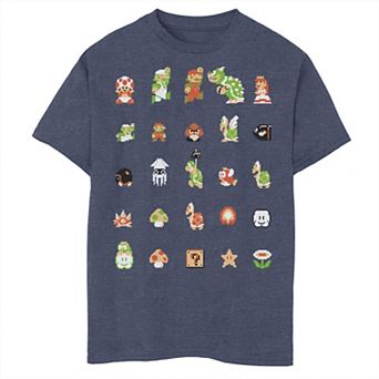 Boys 6-20 Nintendo Super Mario 8-bit Retro Icon Grid Graphic Tee