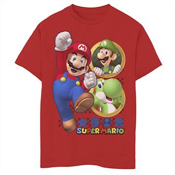 Boys 8-20 Super Mario Luigi Yoshi & Mario Portraits Graphic Tee
