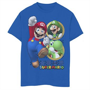 Boys 8-20 Super Mario Luigi Yoshi & Mario Portraits Graphic Tee