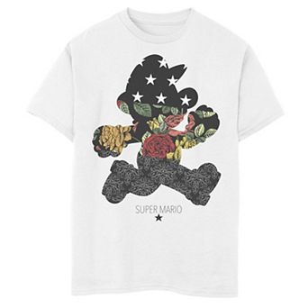 Boys 8-20 Nintendo Super Mario Running Floral Fill Silhouette Graphic Tee