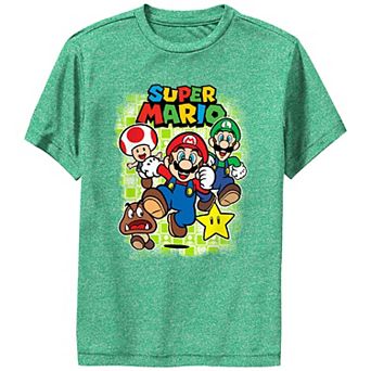 Boys 8-20 Super Mario Group Shot Running Grid Portrait Graphic Tee