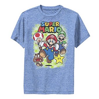 Boys 6-20 Super Mario Group Shot Running Grid Portrait Graphic Tee