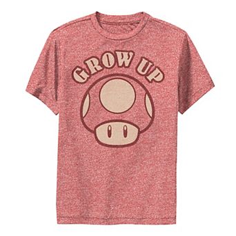Boys 6-20 Nintendo Super Mario Mushroom Grow Up Text Graphic Tee