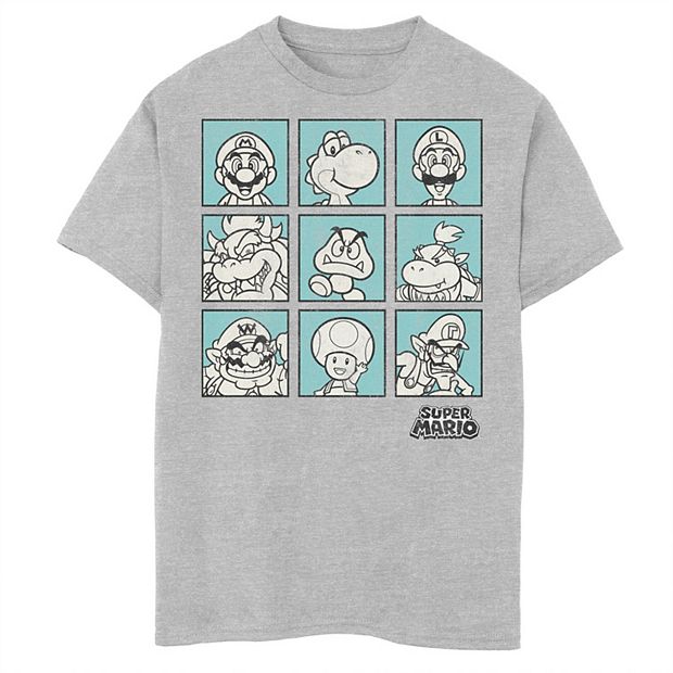 Boys 8-20 Nintendo Super Mario Teal Character Boxes Graphic Tee