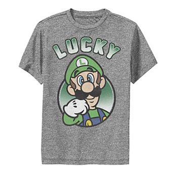 Boys 8-20 Nintendo Super Mario St. Patty's Lucky Luigi Portrait Graphic Tee