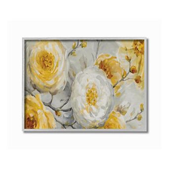 Stupell Home Decor Flower Blossoms Gray Framed Wall Art