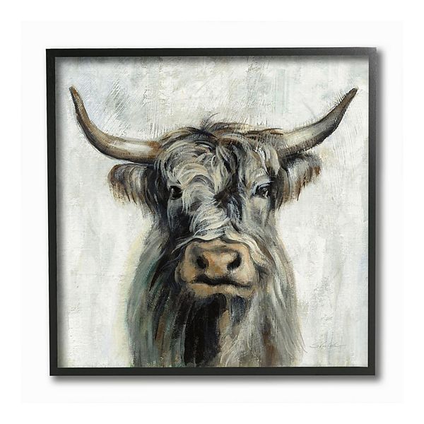 Stupell Home Decor Bull Portrait Cottage Framed Wall Art