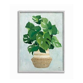 Stupell Home Decor Monstera Plant Basket Framed Wall Art