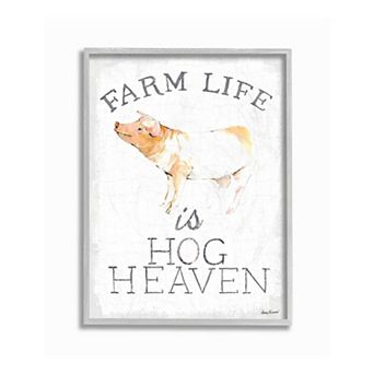 Stupell Home Decor Farm Life Hog Heaven Rustic Framed Wall Art