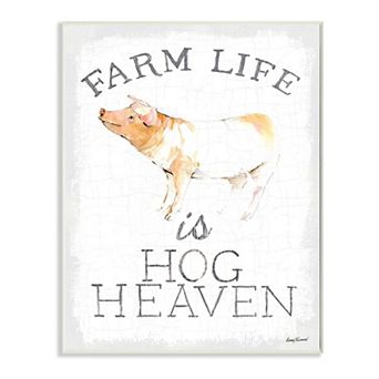 Stupell Home Decor Farm Life Hog Heaven Plaque Wall Art
