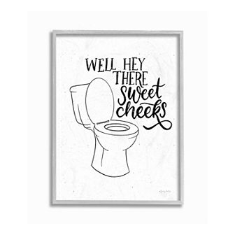 Stupell Home Decor Sweet Cheeks Toilet Bathroom Framed Wall Art