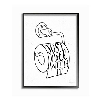 Stupell Home Decor Just Roll With It Toilet Framed Wall Art