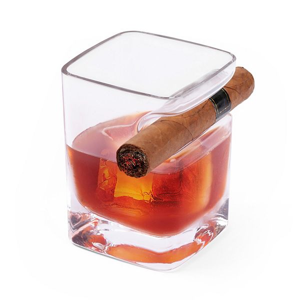 Whiskey Glass with Cigar Holder