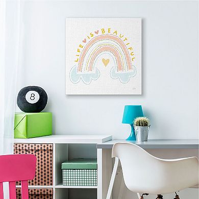 Stupell Home Decor Life Is Beautiful Rainbow Canvas Wall Art