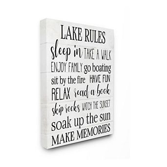 Stupell Home Decor Lake Rules Canvas Wall Art