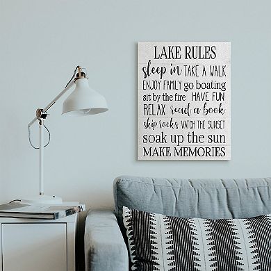 Stupell Home Decor Lake Rules Canvas Wall Art