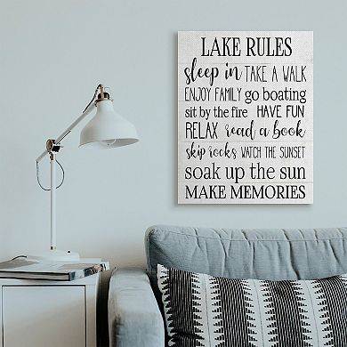 Stupell Home Decor Lake Rules Canvas Wall Art