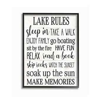 Stupell Home Decor Lake Rules Framed Wall Art