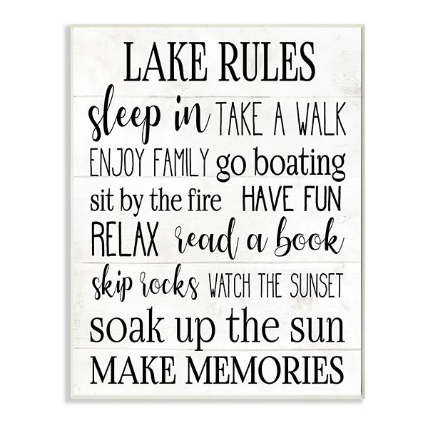 Stupell Home Decor Lake Rules Plaque Wall Art