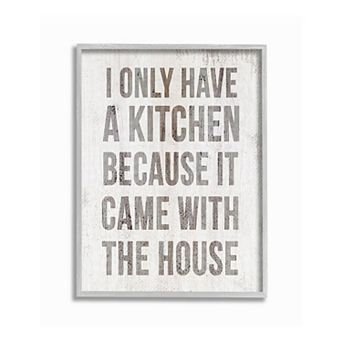 Stupell Home Decor Funny Kitchen Distressed Framed Wall Art