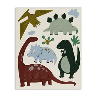 Stupell Home Decor Cartoon Dinosaur Canvas Wall Art
