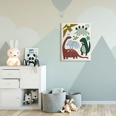 Stupell Home Decor Cartoon Dinosaur Canvas Wall Art