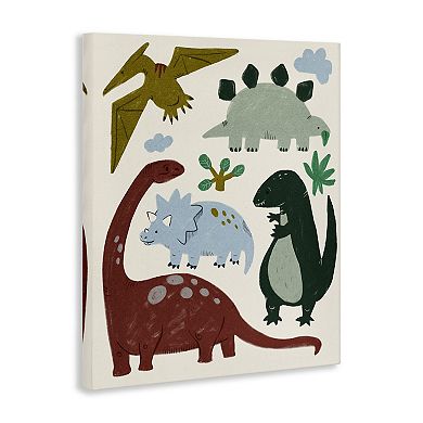 Stupell Home Decor Cartoon Dinosaur Canvas Wall Art