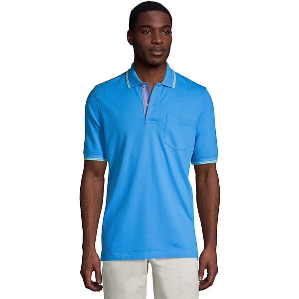 Lands End Mens Short Sleeve Comfort First Solid Mesh Polo with Pocket 