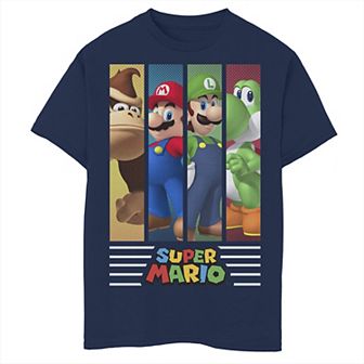 Boys 8-20 Super Mario Group Portrait Comic Panels Graphic Tee
