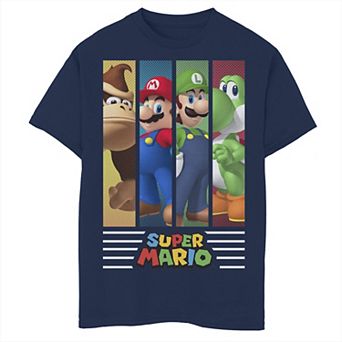 Boys 8-20 Super Mario Group Portrait Comic Panels Graphic Tee