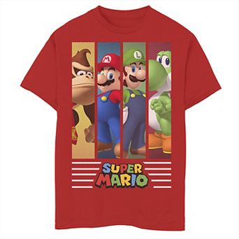 Boys 8-20 Super Mario Group Portrait Comic Panels Graphic Tee