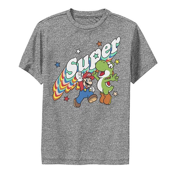 Boys 8 Nintendo Super Mario Yoshi Mario Rainbow 3d Star Graphic Tee