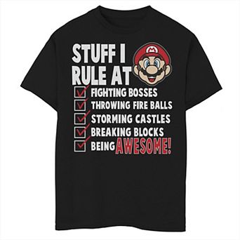 Boys 6-20 Super Mario Stuff I Rule At List Graphic Tee