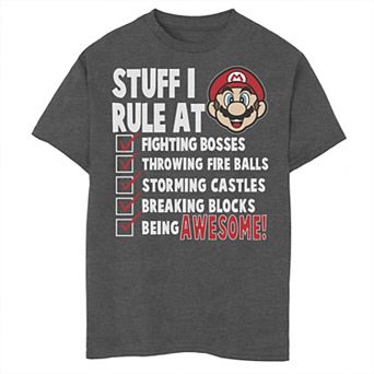 Boys 6-20 Super Mario Stuff I Rule At List Graphic Tee