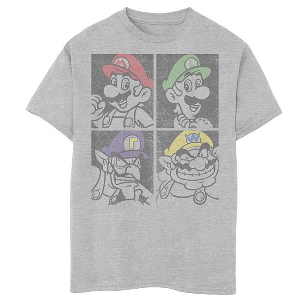 Boys 8-20 Super Mario Mario Luigi Wario Waluigi Box Up Graphic Tee