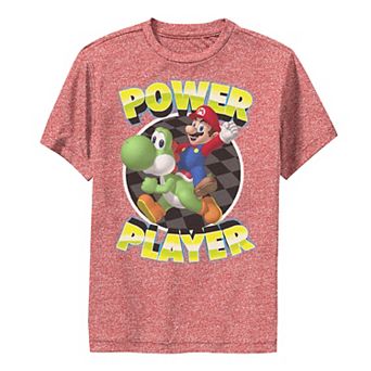 Boys 6-20 Super Mario Yoshi And Mario Power Player Circle Portrait Graphic Tee