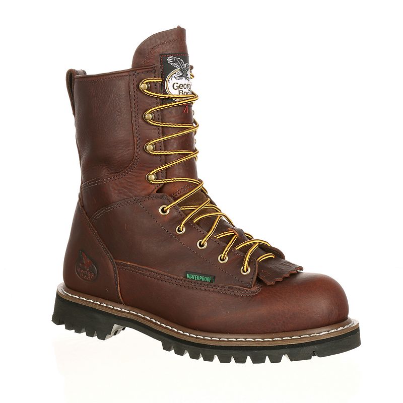 Georgia Boots Classic Mens 8-Inch Waterproof Steel Toe Work Boots, Size: 1