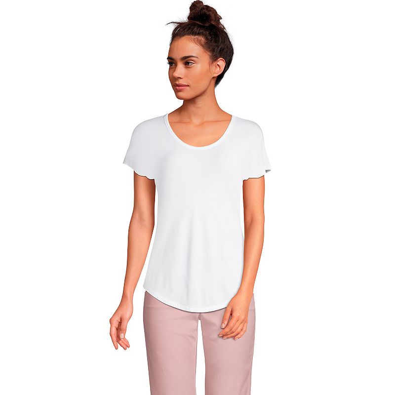 Womens Lands End Dolman Draped Tee, Size: Small Tall, White
