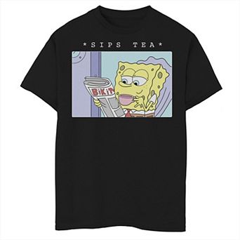 Boys 8-20 SpongeBob SquarePants Sips Tea Meme Graphic Tee