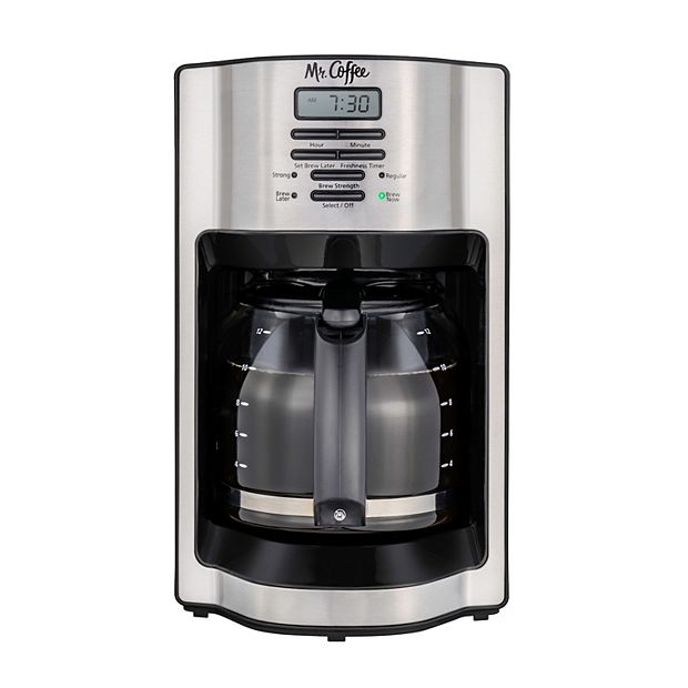 Mr. Coffee 12-Cup Programmable Coffeemaker, Rapid Brew, Brushed