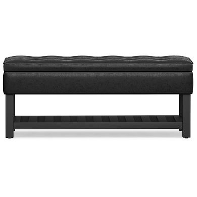 Simpli Home Cosmopolitan Storage Ottoman Bench with Open Bottom