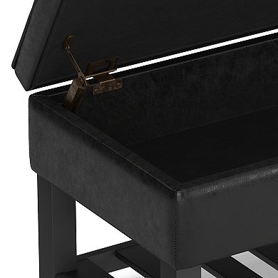 Simpli Home Cosmopolitan Storage Ottoman Bench with Open Bottom