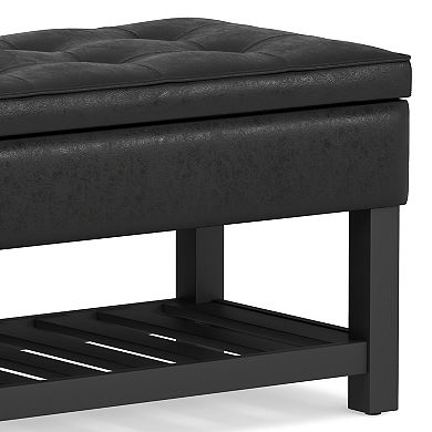 Simpli Home Cosmopolitan Storage Ottoman Bench with Open Bottom