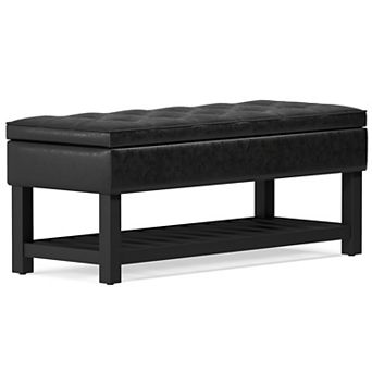 Simpli Home Cosmopolitan Storage Ottoman Bench with Open Bottom