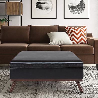 Simpli Home Owen Square Coffee Table Storage Ottoman