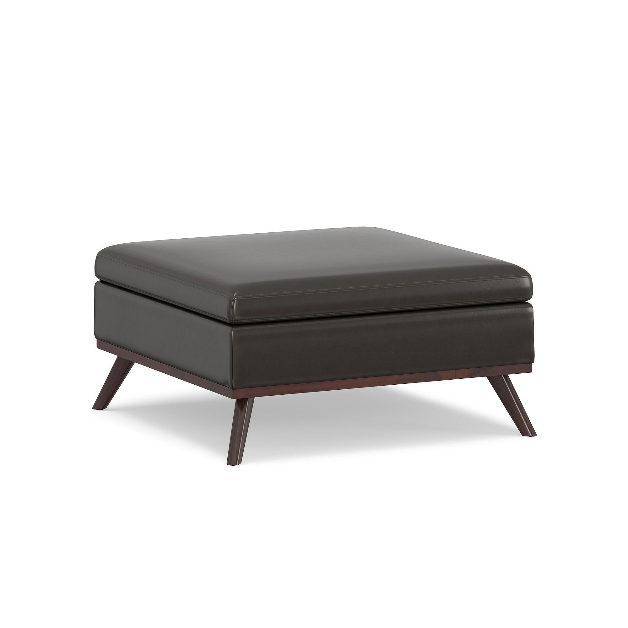 Simpli Home Owen Square Coffee Table Storage Ottoman, Tanners Brown