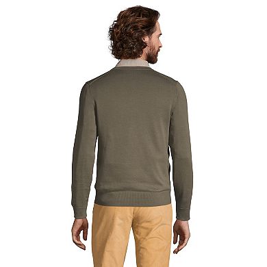 Big & Tall Lands' End Classic-Fit Fine-Gauge Supima Cotton V-neck Sweater